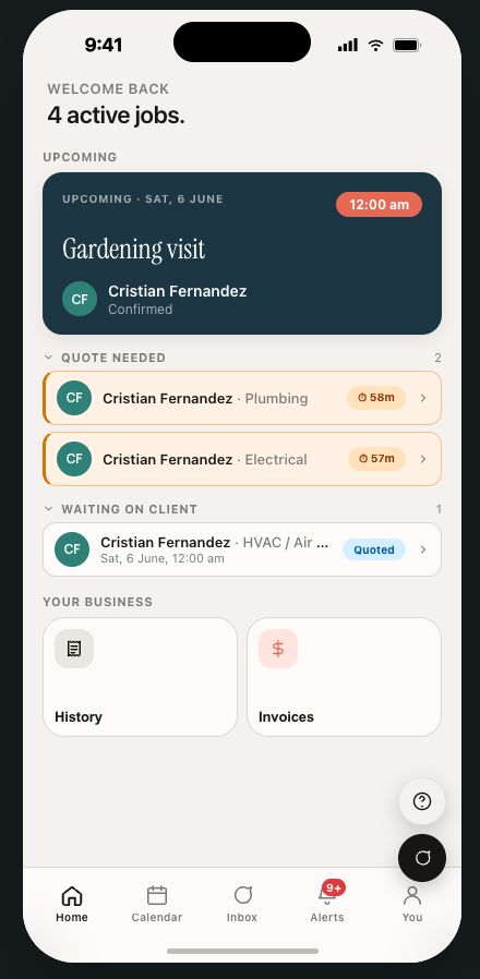 The Wenest provider app — your jobs in one place